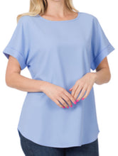 Load image into Gallery viewer, Missy and Curvy Woven Rolled Sleeve Top
