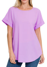 Load image into Gallery viewer, Missy and Curvy Woven Rolled Sleeve Top
