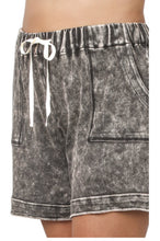 Load image into Gallery viewer, Curvy Acid Wash Drawstring Shorts
