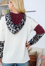 Load image into Gallery viewer, Leopard Sleeves with Two Toned Contrast Hoodie
