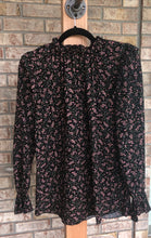 Load image into Gallery viewer, Black Floral Knit Top w/Shirred Mock Neck
