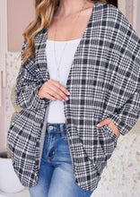 Load image into Gallery viewer, Black &amp; White Plaid Open Cardigan
