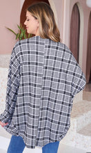 Load image into Gallery viewer, Black &amp; White Plaid Open Cardigan
